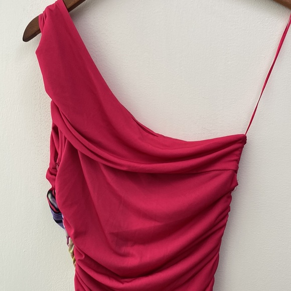 NWT Zara Side Flower Pink Draped Dress, Size S - Picture 12 of 15